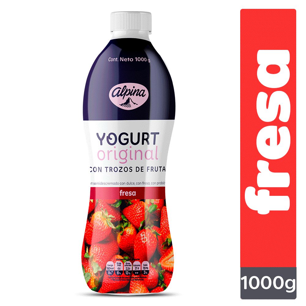 Comprar Yogurt Líquido de Fresa Alpina 1.6 Kg ⭐️ Que Mantequilla
